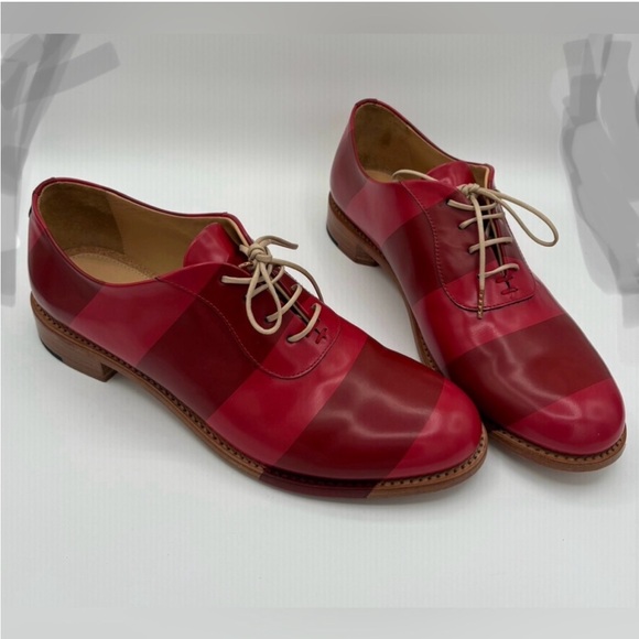 The Office of Angela Scott - Mr. Smith Garnet Striped Shoes Oxfords 42 - Picture 4 of 9